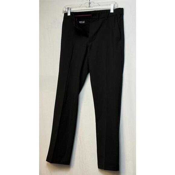 Van Heusen Men's Flex Flat Front Straight Fit Dress Pant Black 28W 30L - Picture 1 of 9